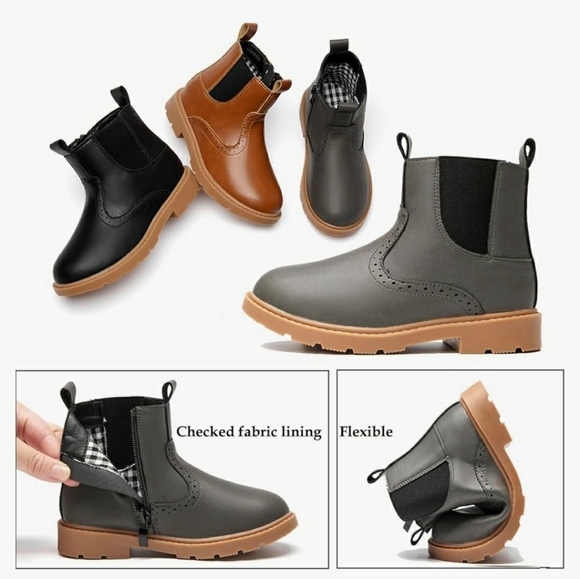 DADAWEN Toddler Unisex Waterproof Outdoor Side Chelsea Ankle Boots - Picture 10 of 11